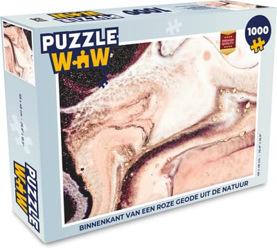 Puzzel Steen - Marmer print - Edelsteen - Abstract - Natuur - Roze - Legpuzzel - Puzzel 1000 stukjes volwassenen