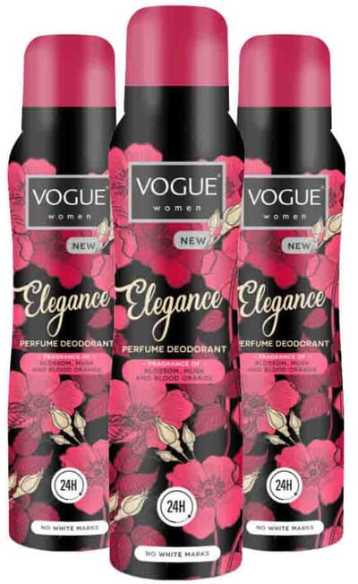 Vogue Parfum Deodorant Elegance - 3 x 150 ml - Voordeelverpakking