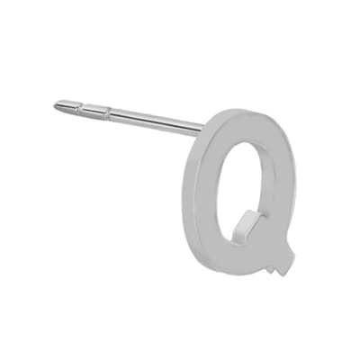 New Bling 9NB-908Q - Zilveren oorsteker Letter Q – Rhodium Plated – 4 mm – Per Stuk