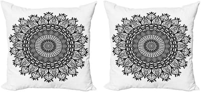 ABAKUHAUS Lotus Kussenhoes – 2x40x40 cm – Dubbelzijdig digitaal bedrukt
