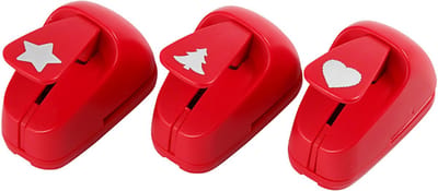 Ponsen - Rood - Ster, Hart, Kerstboom - Ponsen Papier en Dun Karton - 16mm - Set van 3 - 1 set