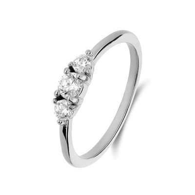 Lucardi Dames Stainless steel ring met zirkonia voor dames - Ring - Staal - Zilverkleurig - 16 / 50 mm