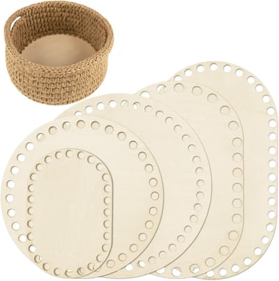 Set van 5 Houten Bodems voor Haakwerkmanden - Perfect voor DIY Baskets, Vlechten en Creatieve Projecten