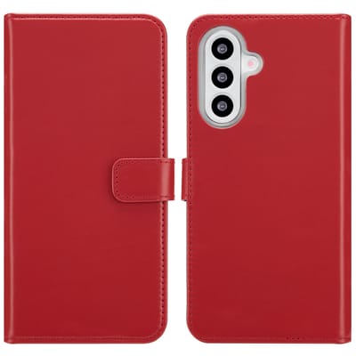 Selencia Hoesje - Geschikt voor Samsung Galaxy A26 - Echt Lederen Bookcase - Rood