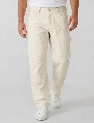 Baggy Jeans Heren - Oversized Jeans - Spijkerbroek Heren Volwassenen - Witte Spijkerbroek Heren -378- Wit