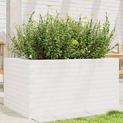 vidaXL - Plantenbak - 90x60x45,5 - cm - massief - grenenhout - wit