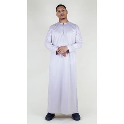 Beige Thobe-gewaad voor heren, satijn, Emirati-islamitische Jubba Eid, normale pasvorm