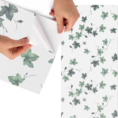 Tulup Meubelfolie - Klimopbladeren Decoratiefolie - 65x130 cm - Groente Meubelfolie - Meubelfolie Zelfklevend - Naturalistisch Meubelfolie - Wrapfolie Keuken - Wanddecoratie - Bloemen en planten