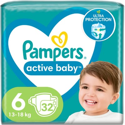Pampers Active Baby – Maat 6 - Luiers - 13‑18 kg - 32 Stuks