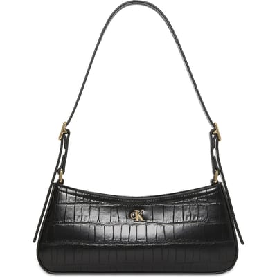 Calvin Klein Croc Small Shoulder Bag Black/antique Light Gold Size: OS | Handbags Outlet | Dames | Zwart