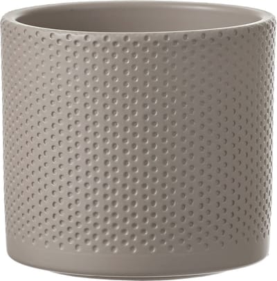 Mica Decorations Bloempot - taupe - relief - keramiek - D13 x H12 cm - plantenpotten binnen