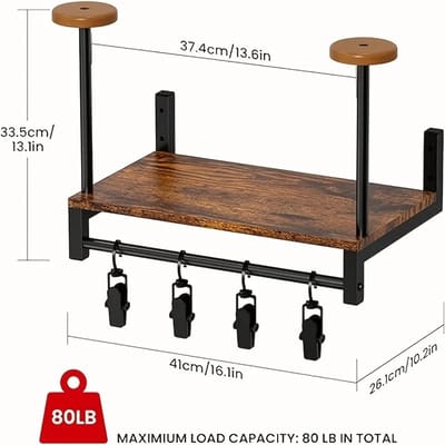 NordHaus Helmhouder Muur Houtkleur – Helm Muurbeugel – Houten Opbergrek met Haken – Ruimtebesparend Wandontwerp voor Helmen