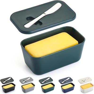 Boterdoos met Deksel voor Aanrecht en Koelkast, Plastic Boterhouder Tray met Botermes, Makkelijk te Reinigen en Vaatwasserbestendig