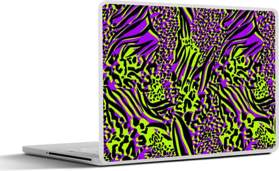 Laptop sticker - 12.3 inch - Dierenprint - Neon - Paars - Groen - 30x22cm - Laptopstickers - Laptop skin - Cover