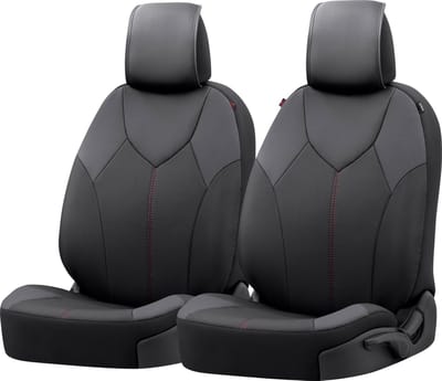 Walser Premium autozetelhoezen Portofino met rits - ZIPP-IT zetelhoezen - 2 zetelhoezen vooraan zwart/rood