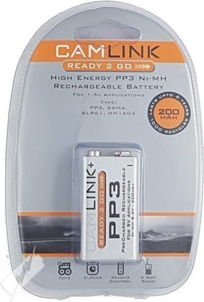 2 Stuks Oplaadbare 9V (8,4V) batterijen 200mAh - CamLink Ready 2 Go Accu