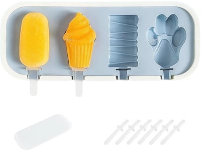 Dailygoods- Ijsvormen met Deksel - Herbruikbare Ijslollyvorm - BPA-vrij - Ijsblokjesvorm met Sticks - 6 Stuks - Flexibel Silicone