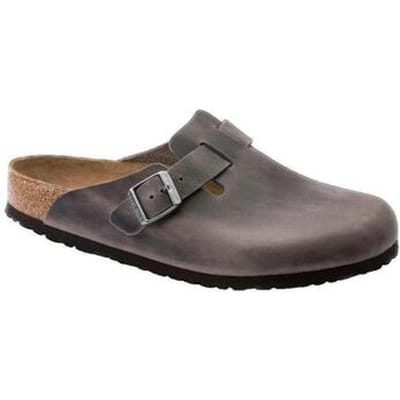 Houten klompen met natuurlijke geoliede leer en een zachte binnenzool Birkenstock Boston