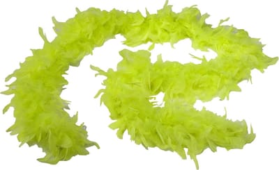 Atosa Carnaval verkleed boa met veren - neon geel - 180 cm - 45 gram - Glitter and Glamour