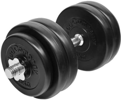 Halterset Kunststof - Korte halterstang - Krachttraining Thuis - Vloervriendelijke schijven - 15 kg - Zwart