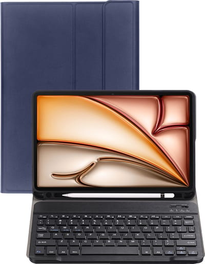 Hoesje - Geschikt voor Apple iPad Air 6 (2024) - 11 inch - 6e Generatie - M2 - Keyboard Book Cover - Toetsenbord Case - Hoes - Donkerblauw