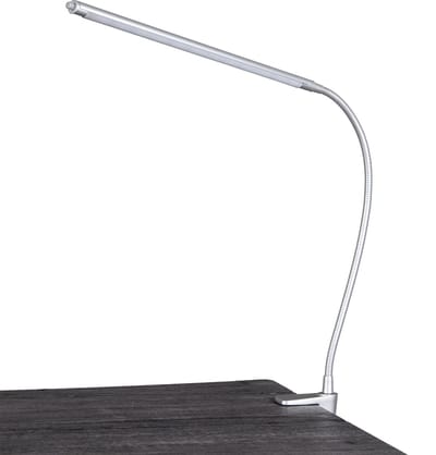 LED klemlamp bureaulamp verstelbaar zilver, metaal, 1x LED warm wit, BxH 38x60 cm