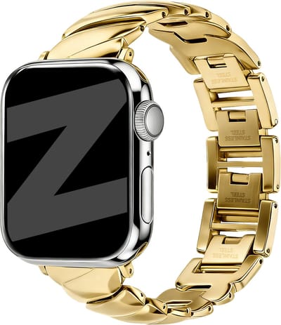 Bandz Premium Metaal Band ‘Twisted’ Goud – premium stijlvol RVS bandje – geschikt voor Apple Watch 1/2/3/4/5/6/7/8/9/10/11/SE (38/40/41/42mm)