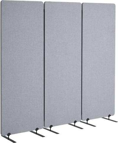 Ruimteverdeler, 61 cm, 3-Delig, Pet-Polyester, Opvouwbaar Privacyscherm voor Kamers, Kantoren en Werkruimtes, Grijs