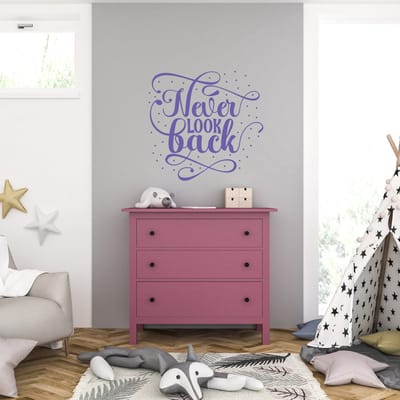 Muursticker - Never Look Back - 58 x 60 - Paars