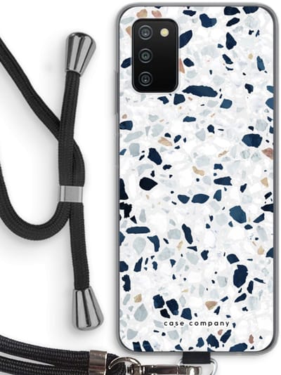 Case Company® - Hoesje met koord geschikt voor Samsung Galaxy A03S hoesje met Koord - Terrazzo N°1 - Telefoonhoesje met Zwart Koord - Bescherming aan alle Kanten en Over de Schermrand