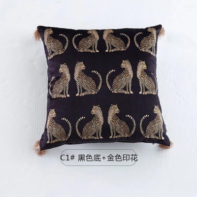 Amerikaanse Luxe Stijl Luipaard Goud Kwast Kussensloop Decoratieve Huis Kussensloop Bohemien voor Bed Woonkamer Bank Kussenslopen Pillow Case black