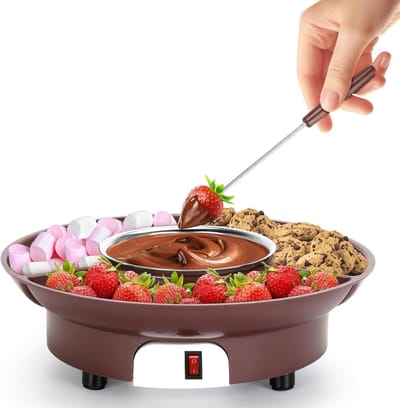 Chocolade Fondue - Kaasfondue - Hotpot Electrisch - Oververhittingsbeveiliging - Automatische Temperatuurregeling - Bruin