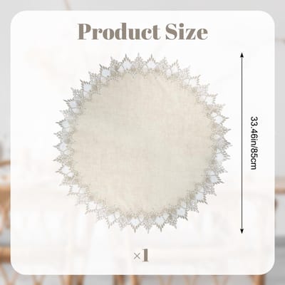 Dailygoods- Tafelkleed Rond 85 cm - Beige Linnen - Kanten Rand - Salontafeldecoratie - Eetkamer/Keuken - Hoogwaardige Materialen - Tafeldecoratie