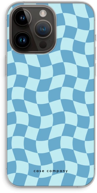 Case Company® - Hoesje geschikt voor iPhone 14 Pro Max hoesje - Grid Blauw - Soft Cover Telefoonhoesje - Bescherming aan alle Kanten en Schermrand