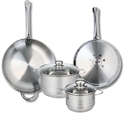 Set van 2 Bakpannen 28 en 32 cm en 2 Kookpotten 16 en 20 cm Elo Profi Brillant
