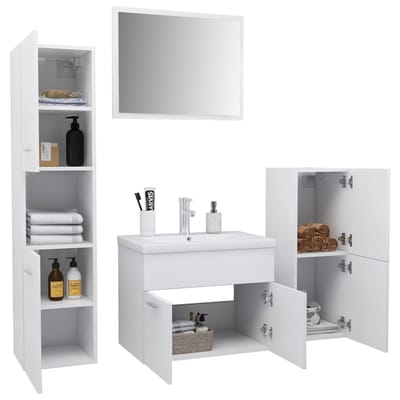 vidaXL - Badkamermeubelset - bewerkt - hout - wit