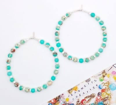 Jeannette-Creatief® - Beach - Turquoise - Oorringen - Oorhangers - Oorbellen - Natuursteen - Heishi Schelpen - IBIZA Chic – Boho Chic – Bohemian – Bohemien - Ibiza Style