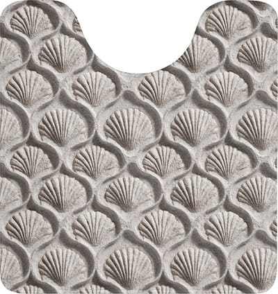 WC mat met uitsparing 55x60 cm - Antislip - Zand - Schelpenvorm - Grijs - Toiletmat met uitsnijding - Vloermat - Douchemat - Toilet tapijt - Toiletmatten