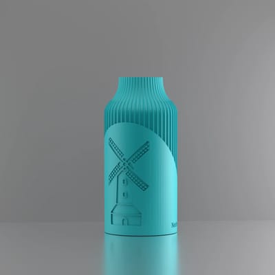 3d-gezellig Harmonie met molen + tekst Nederland - Vaas - Turkooise - Maat 25 cm - 100% gerecycled PLA (bioplastic)