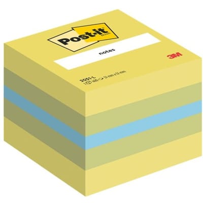 Post-it® Notes, Mini Kubus, Neon Geel, Groen, Blauw, 51 x 51 mm, 400 Blaadjes/Kubus