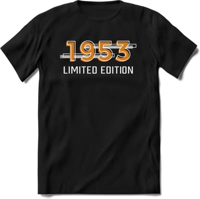 1953 Limited Edition T-Shirt | Goud - Zilver | Grappig Verjaardag en Feest Cadeau Shirt | Dames - Heren - Unisex | Tshirt Kleding Kado | - Zwart - L