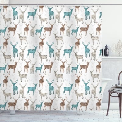 New Bed Hert Oude tekst Dieren Kerstmis Douchegordijn Badkamer Decor Set met Haakjes 180 cm B 200 cm L