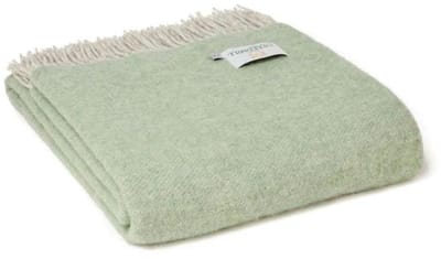 Plaid Dartmoor Groen en Grijs (Ice Green) -voor en achterzijde verschillend - 150x183 - Nieuw Wol - Tweedmill UK