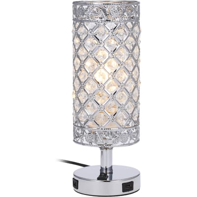 Tomshine Crystal Nachtkastje Lamp Decoratieve Bureaulamp met Dubbele USB Oplaadpoort Modern US Plug