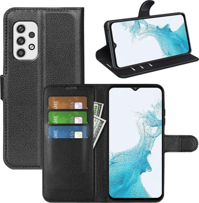 MobyDefend Hoesje - Geschikt voor Samsung Galaxy A23 - Kunstleren Wallet Book Case (Sluiting Voorkant) - Zwart