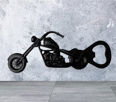 Flesopener Motorfiets ( Zwart) 12.7 x 4.6 cm