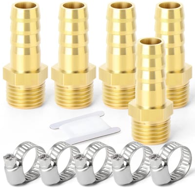 Store_8 - Messing Slangpilaar Knelkoppelingen - 5 Pcs 25mm OD Barb Naar 1" Mannelijke Connectors - Duurzaam en Efficiënt - Tuinslangconnectoren...