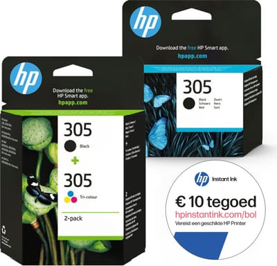 HP 305 - Inktcartridge - Origineel - Kleur & 2x Zwart - 3-pack + Instant Ink tegoed
