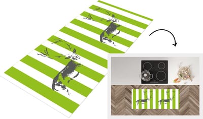 Keukenloper - Loper keuken - Patroon - Hert - Strepen - 120x50 cm - Keukenloper vinyl