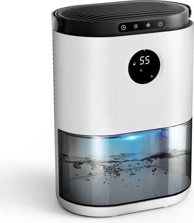 Ontvochtiger Huis - Lucht ontvochtiger Kelder, Slaapkamer, Badkamer - Automatisch Uitschakelen - 3 Modi Vochtregeling Wit